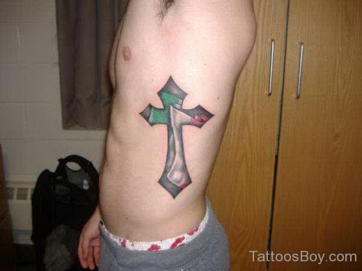 Cross Tattoo Design On Rib