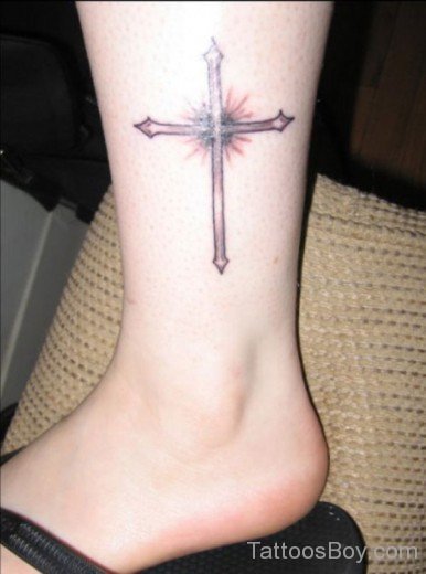 Cross Tattoo On Ankle