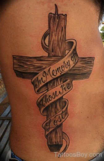 Cross Tattoo On Rib