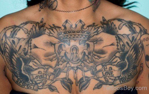 Crown Tattoo Design On Chest