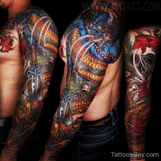 Devil Tattoo On Full Sleeve