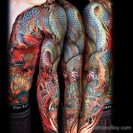 Dragon Tattoo Design On Full Sleeve