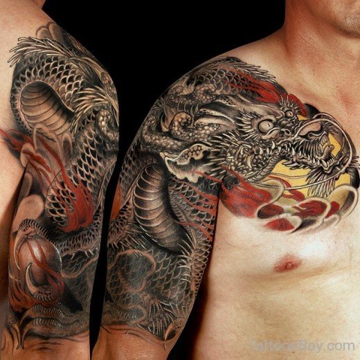 Dragon Tattoo On chest