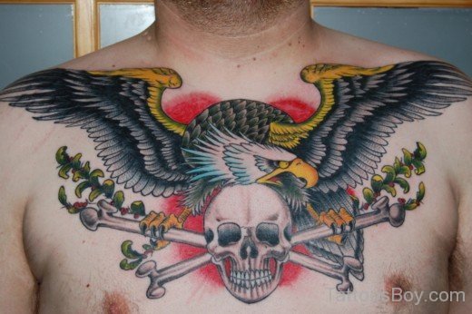 Eagle And Skull Tattoo On Chest