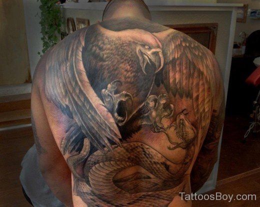 Eagle And Snake Tattoo Design On Back