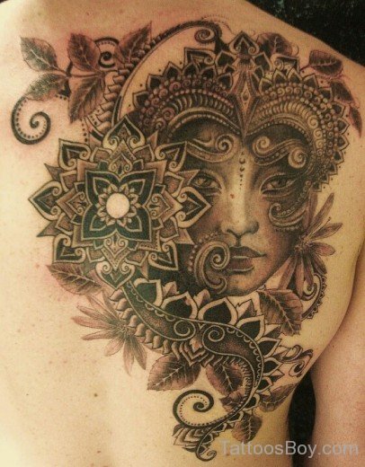 Elegant Aztec Tattoo On Back