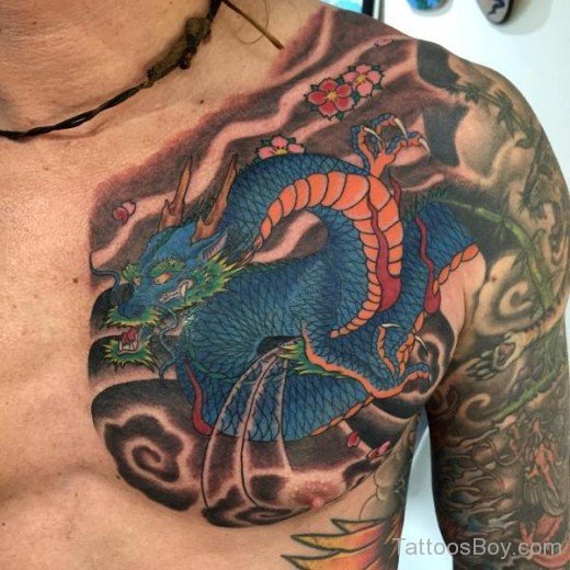 Elegant Dragon Tattoo On Chest