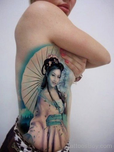 Elegant Geisha Tattoo Design