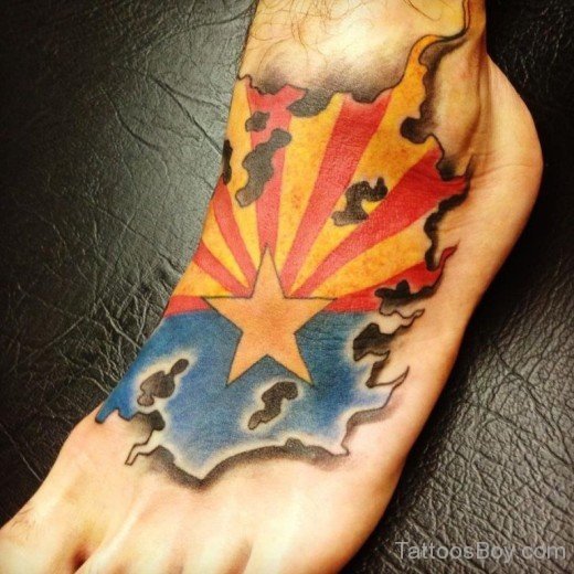 Falg Tattoo On Foot