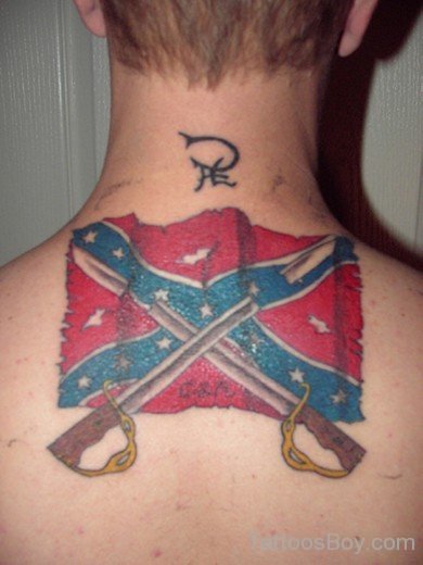Flag Tattoo On Nape