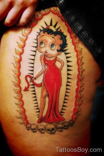 Fancy  Betty Boop Tattoo On Thigh