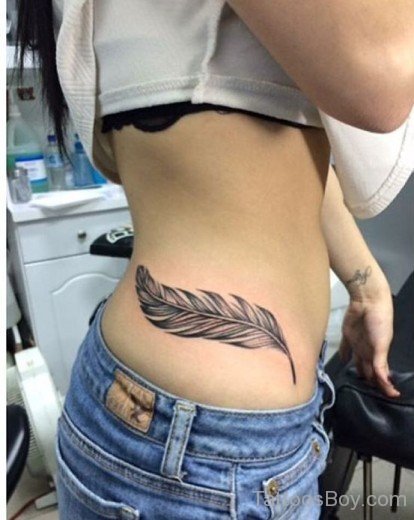 Feather Tattoo On Waist