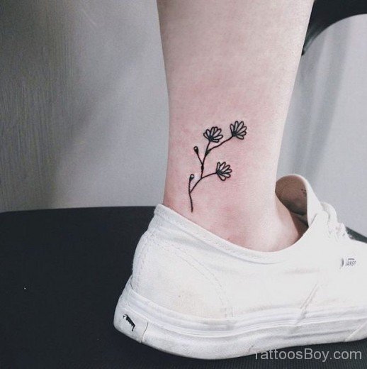 Floral Flower Tattoo On Ankle