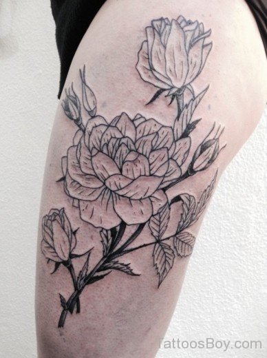 Floral Tattoo Design On Thigh  