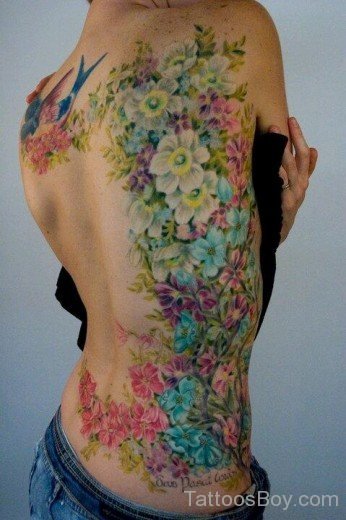Floral Flower Tattoo Design On Rib 