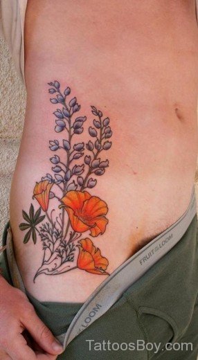 Flower Tattoo Design On Waist