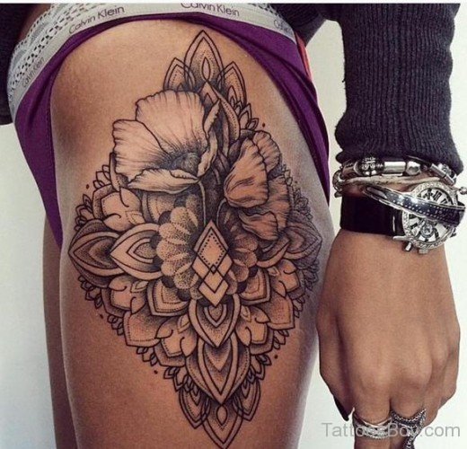 Flower Tattoo On Thigh