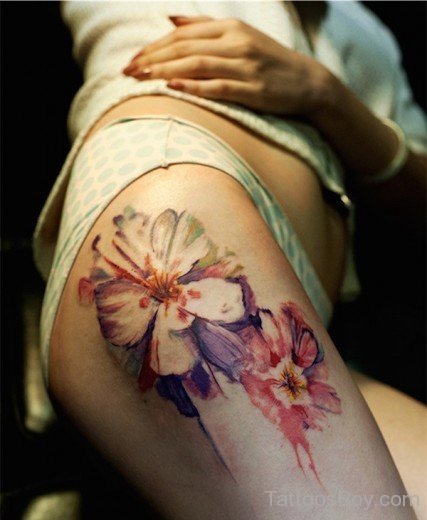 Flower Tattoo On Thigh