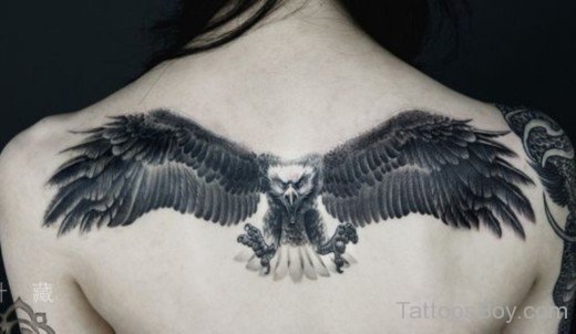 Flying Eagle Tattoo On Back 