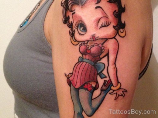 Funny Betty Boop Tattoo On Shoulder