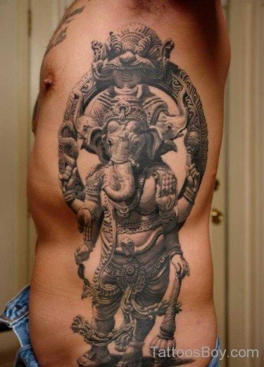 Ganasha Tattoo On Rib