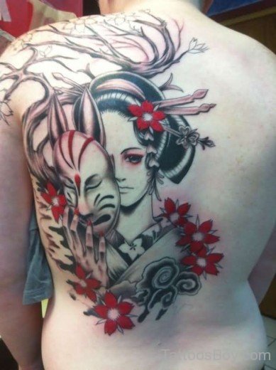 Geisha Tattoo Design On Back