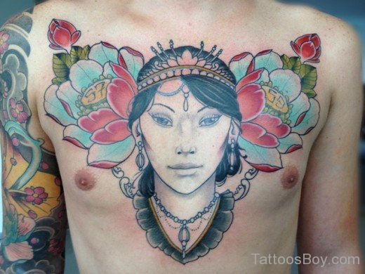 Geisha Tattoo On Chest