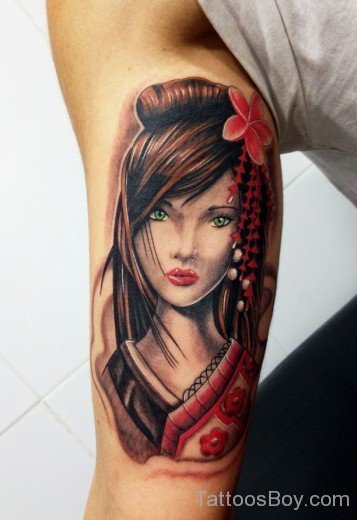 Geisha Tattoo On Shoulder