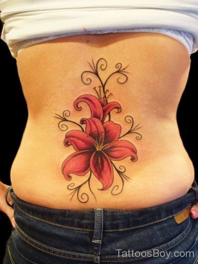 Gladiolus Flower Tattoo On Back