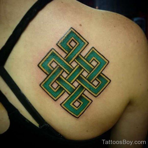 Green knot Tattoo On Back