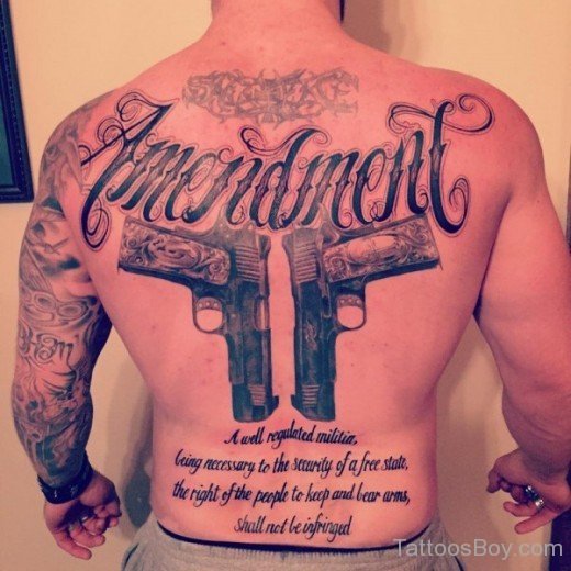 Gun Tattoo On Back