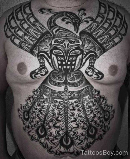 Haida Phoenix Tattoo On  Chest