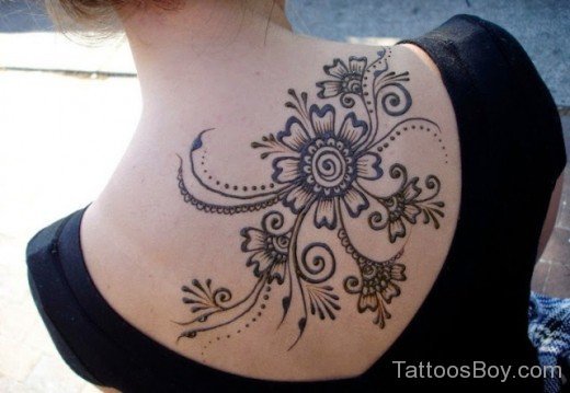 Heena Flower Tattoo On Back