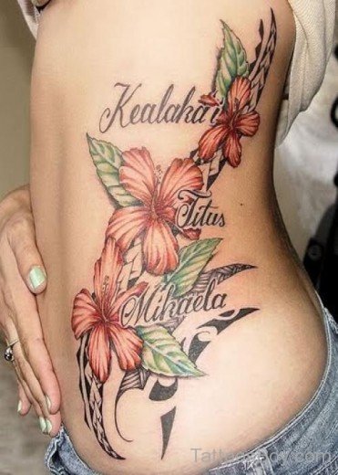 Hibiscus Flower Tattoo Design On Rib