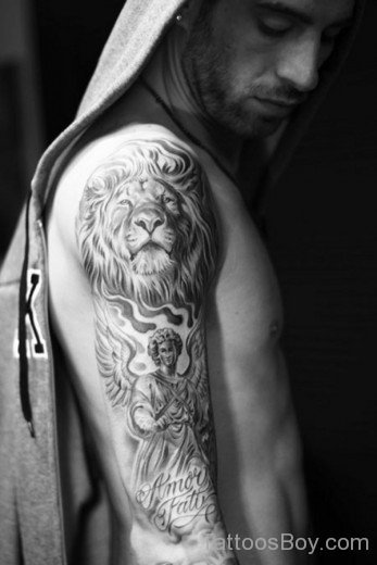 Lion And Angel Tattoo