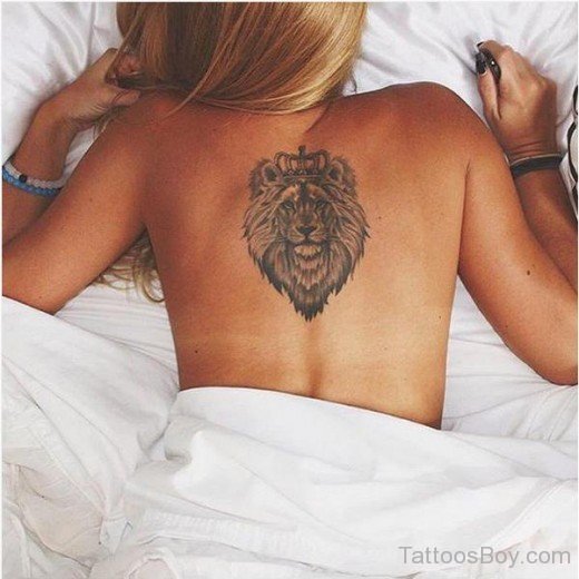 Lion Face Tattoo On Back