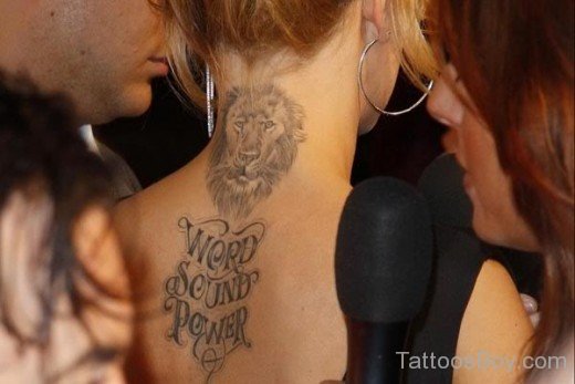 Lion Face Tattoo On Nape