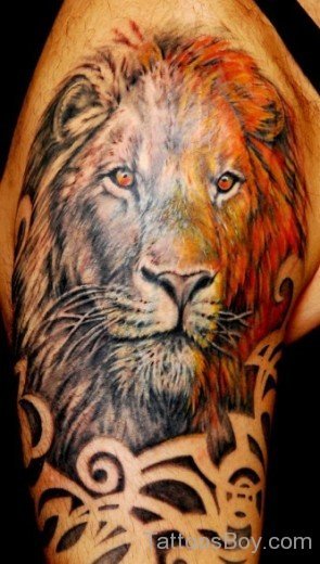 Lion Tattoo Design On Shoulder