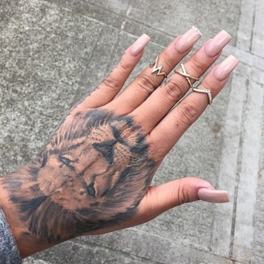 Lion Tattoo On Hand