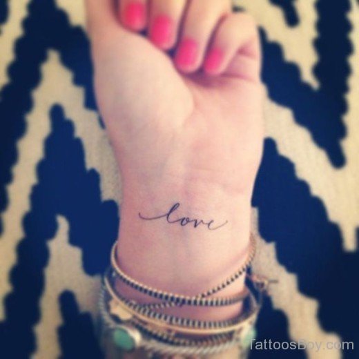 Love Word Tattoo On Wrist