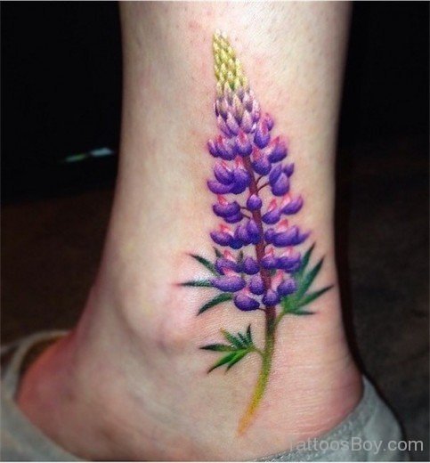 Lupin Flower Tattoo On Ankle