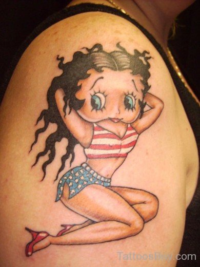 Nice  Betty Boop Tattoo On Shoulder