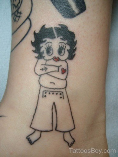 Outline Betty Boop Tattoo On Ankle