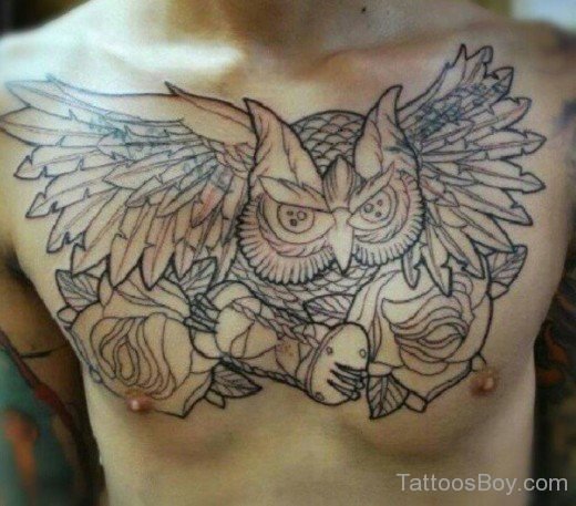Owl Tattoo On Chest