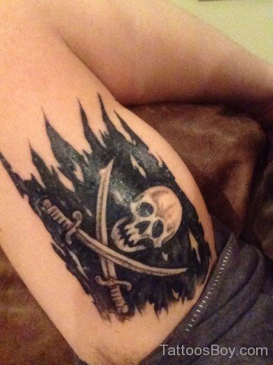 Pirate Flag Tattoo On Bicep