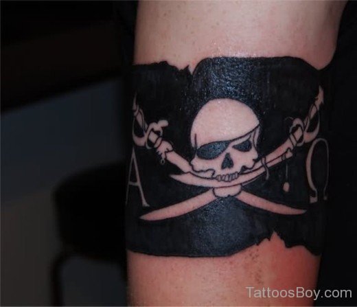 Pirate Flag Tattoo On Shoulder