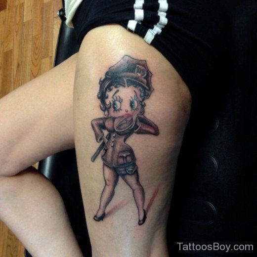 Pretty Betty Boop Tattoo On Thigh