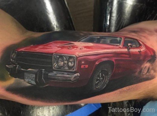 Realistic Car Tattoo on Arm