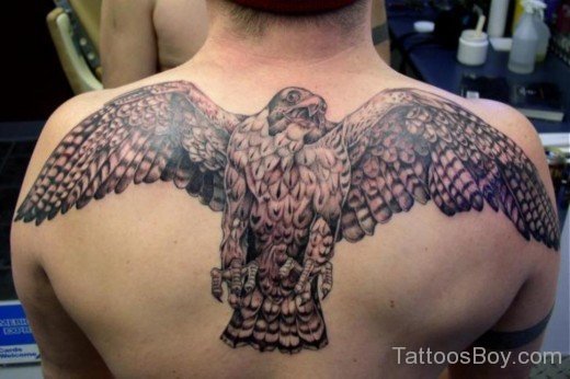 Realistic Eagle Tattoo On Back