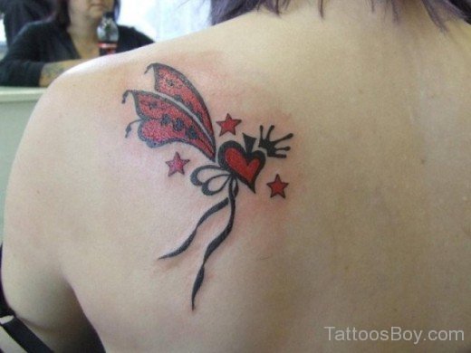 Red Heart Tattoo On Back